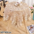 thumbnail image 6 of LITTLE HOME Lace Flower Tablecloth Round Table Protector, Light Coffee Polyester Nylon Blend, for Wedding, Party, Home Decor, Machine Washable, 60x60cm, 6 of 10