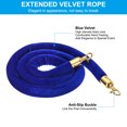 thumbnail image 3 of Unique Bargains 5.5 Feet Blue Velvet Stanchion Rope, Crowd Control Barrier Rope with Snap Hook, Golden, 3 of 6