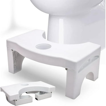 ZHUYING Foldable Toilet Potty Stool for Adults, 7" Heavy Duty Plastic Portable Squatting Poop Foot Stool with Freshener Space, Bathroom Non-Slip Toilet Assistance Step Stool
