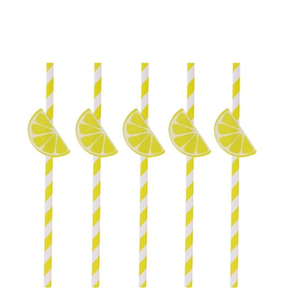 LEEYNEER10 Pcs Pailles en Papier Hawaïennes de Fête Pailles Décoratives pour Boire Décoration de Table de Fête Luau Décoration à Thème Hawaïen pour BBQ Citron (Jaune)