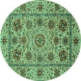 thumbnail image 1 of Ahgly Company Indoor Round Abstract Turquoise Blue Modern Area Rugs, 4' Round, 1 of 4