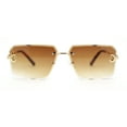 thumbnail image 2 of Luxury Bling Rimless Chain Jewel Arm Rectangle Hustler Gangster Sunglasses Gold - Brown, 2 of 4