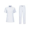 thumbnail image 4 of Conjuntos de uniforme médico para mujer, top y pantalones deportivos, ropa de trabajo médica, suave con cordón ajustable Blanco S, 4 of 9