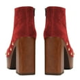 thumbnail image 3 of XYD Women Clog Platform Studded Ankle Boots Block Heels Round Toe Side Zip Booties Night-out Party Shoes Size 7 Red, 3 of 4