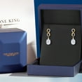 thumbnail image 5 of Gem Stone King 925 Silver and 10K Yellow Gold White Moissanite and White Lab Grown Diamond Drop Dangle Earrings for Women | 6.19 Cttw | Gemstone Birthstone | Oval 10X8MM, 5 of 6