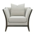 thumbnail image 2 of 41 Inch Flared Arm Accent Chair, Soft Beige Fabric and Rich Brown Wood, 2 of 5