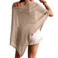 thumbnail image 4 of Women's Knit Poncho Cape Shawl, Lightweight Pullover Swimsuit Cover Up for Women, Solid Color Breathable Chiffon Feel Cape for Beach, Resort and Casual Daily Wear Beige, 4 of 4