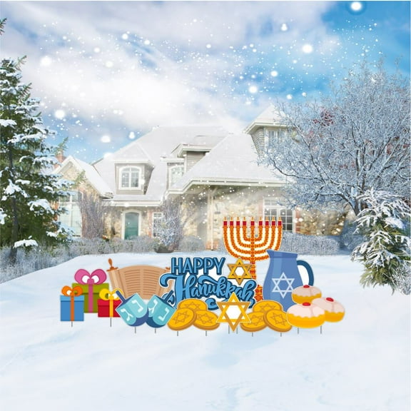 VictoryStore Happy Hanukkah Yard Decorations Set, Chanukah Outdoor Decorations 19704