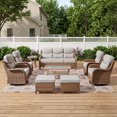 thumbnail image 2 of Jentlehouse 10 Pieces Outdoor Patio Furniture Set with 4 Swivel Rocking Chairs,Wicker Rattan Sofa Set Outdoor Sectional Conversation Set for Garden Lawn Balcony, 2 of 12