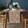 thumbnail image 2 of Pink Flowers Table Runner - 108 Inch Long, Kitchen Dining Table Runner Dresser Scarves, Romantic Botanical Floral Leaves Plants Farmhouse Decor for Coffee Tables Wedding Party Banquet, 2 of 8