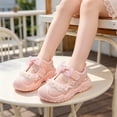 thumbnail image 5 of Xfvqtps Kids Girls Mesh Sneakers Closed Toe Cutout Breathable Hook and Loop Lace Bow Soft Sole Flats Summer Walking Shoes, 5 of 9