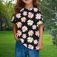 thumbnail image 4 of Piuwrlz Kid Round Neck T-Shirts Girls Short Sleeve Sweatshirt Printed Fashionable Cotton Shirt Top Black Size 5 Years, 4 of 9
