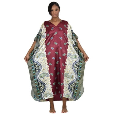 Up2date Fashion's Women's Caftan / Kaftan, Burgundy Paisley Print, Style Caf-04C2