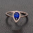 thumbnail image 1 of 1.25 Carat Blue Sapphire 8x5mm Pear Cut And Moissanite Diamond Engagement Ring in 10k Rose Gold for Her, 1 of 4