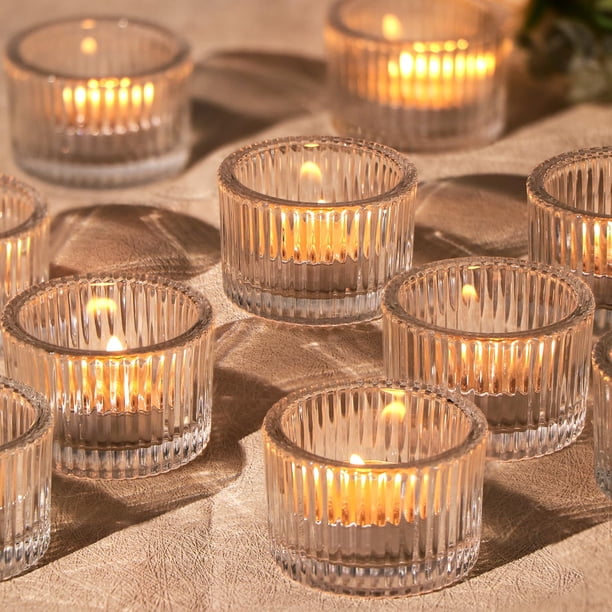 HAVITI 24 portavelas transparentes de cristal para centro de mesa, decoración del hogar y suministros para fiestas