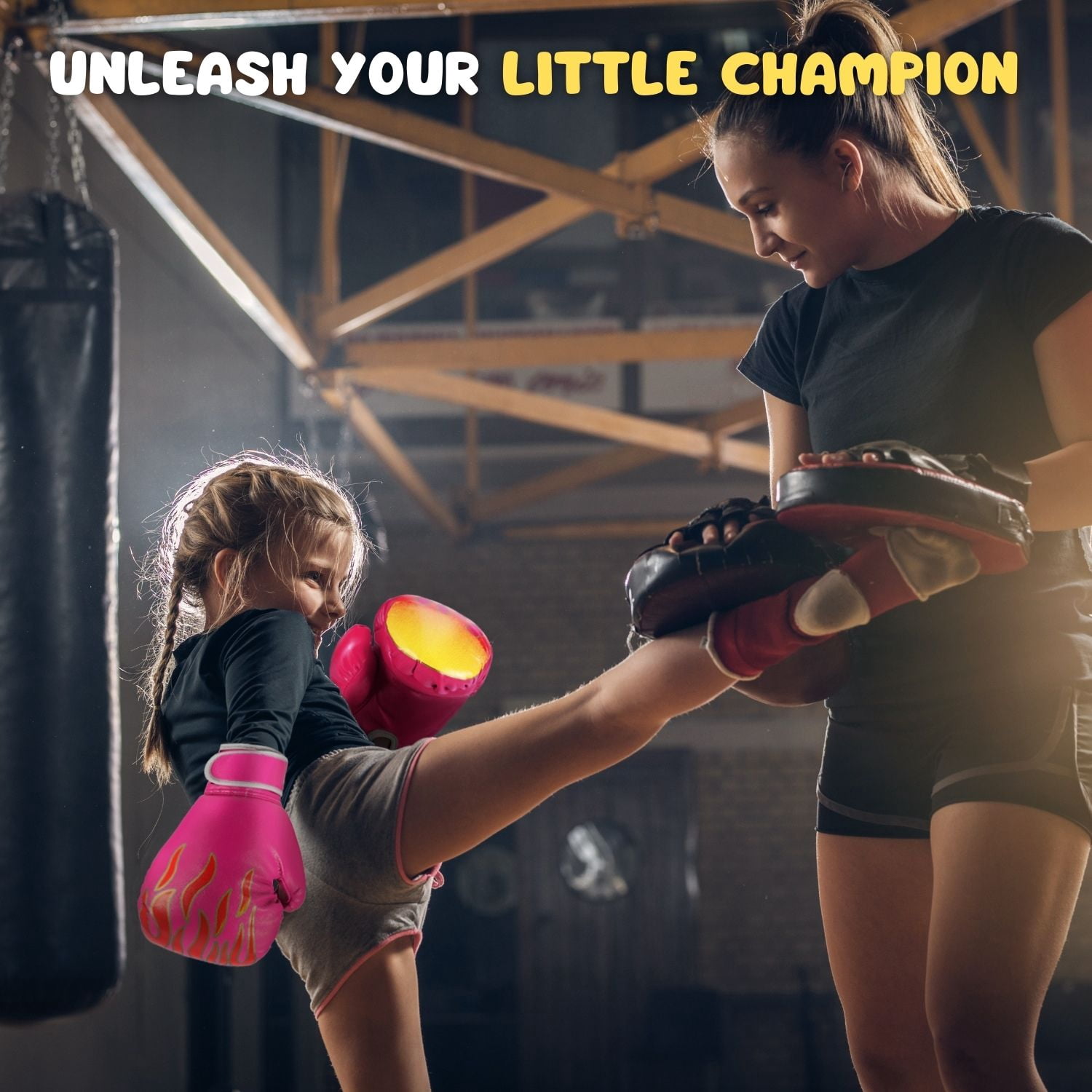 Kids Boxing Gloves For 3 to 8 Years, 4 oz Fire Pink Boxing Gloves for Children Sparring Youth Boxing Gloves Junior Training Mitts Punching Bag Gloves for KickBoxing, MMA, Muay Thai, Training