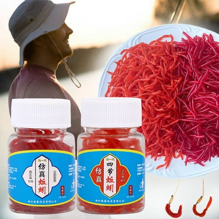 Jacenvly Clearance 2024 New 100Pc Soft-Red Earth Worm Fishing Baits Trout Fish Lures Tackle 3.5Cm Easter Decor