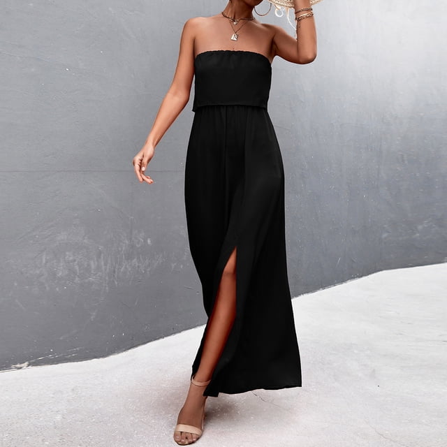SMihono Robe d'Été pour Femmes Grande Taille Mode Femmes Été Robe Maxi à Épaules Dénudées Boho Décontractée Ample Longue Robe
