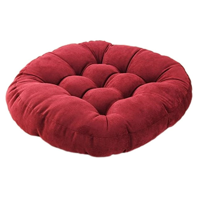 kurtrusly Coussins pour Solution d'Assise Durable et Longue Durée Application Grand Coussins de Chaise Coussin de Sol Coussin de Siège Rouge Foncé Rond Diamètre 55 cm
