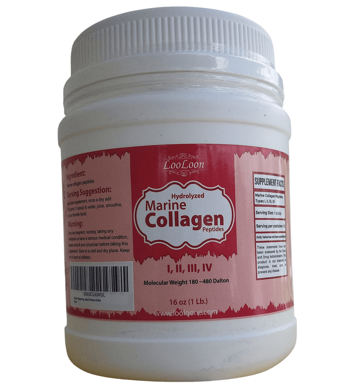 Hydrolyzed Marine Collagen Peptides – High-Quality Protein Source, 1 Lb