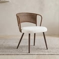 thumbnail image 5 of Dining Chairs Set of 2, Farmhouse Rattan Dining Room Chairs, Wingback Upholstered Kitchen Chairs Set of 2 with Cane Back & Metal Legs, Dark Walnut, 5 of 8