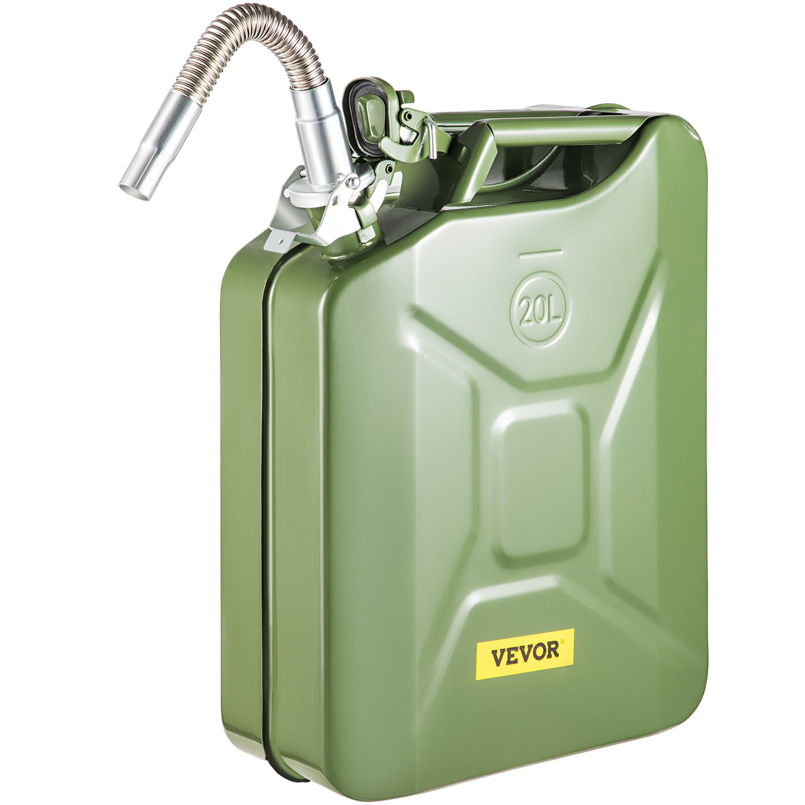 20L, Green Portable Metal Jerry Can Petrol Can with Spout Petrol Can 20 Litre Motorcycle Fuel Container Tank 
