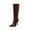 Claret, variant on Lovskoo 2024 Women's Cowboy Boots Horse Riding High-Heels Knee High Boots Oversized Fall/Winter Pointed Super High Wood Chunky Heels Back Zipper Knee Long Boots Knight Boots Black