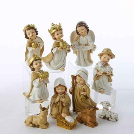 Kurt Adler 11 Piece Polyester Infant Nativity Tablepiece