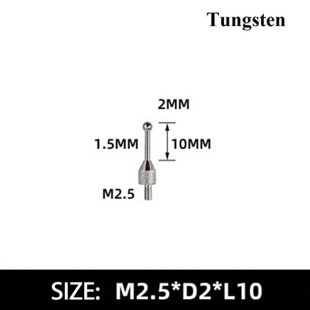 

2mm Carbuncle Tungsten Steel Head M2.5 Thread Micrometer Gauge Indicator Probe