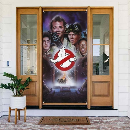 Film Ghostbusters Door Cover Decorated Banner Tapestry Home Decoration Holiday Party Supplies Door Banner Porch Sign Banner 72.8 x 35.4 Inch