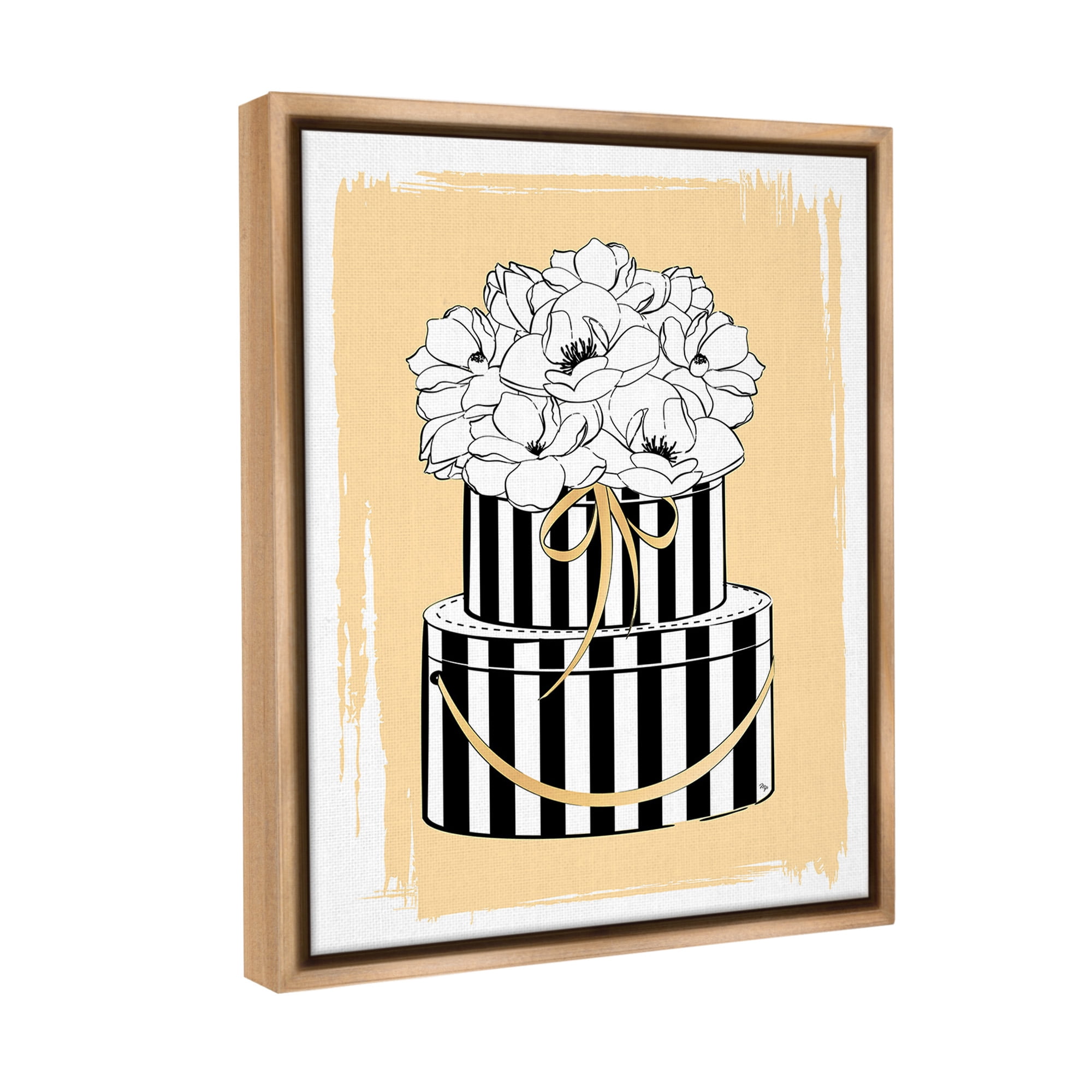 Stupell Industries Glam Accessory Boxes Botanical & Floral Painting Brown Floater Framed Canvas Art Print Wall Art, 17 x 21