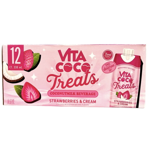 Vita Coco Treats Strawberries & Cream Coconut Milk Beverage Drink, 11.1 fl oz (Pack of 12)