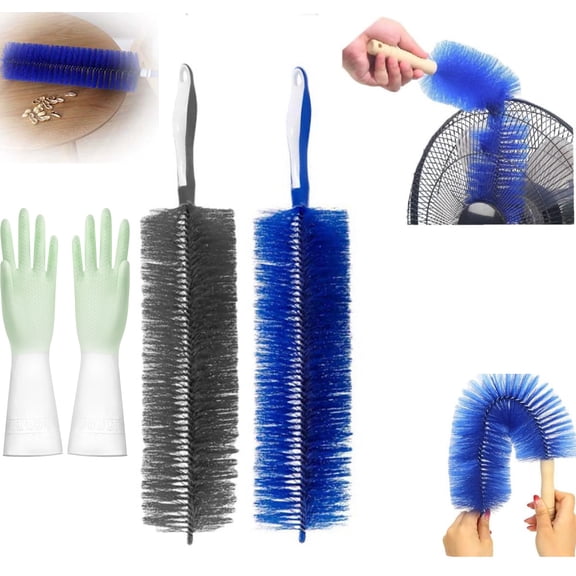 Flexible Fan Dusting Brush (Non-disassembly Cleaning),Fan Brush,Bendable Dusting Brush, Microfiber Dust Collector, Electric Fan Cleaner, Fan Cleaning Brushes,Blue Gray Gloves