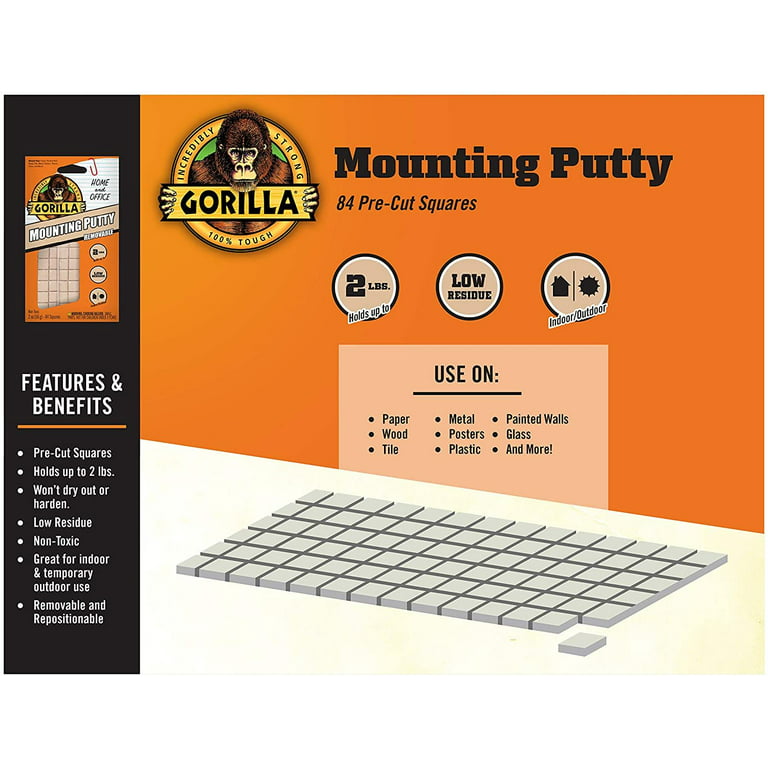 Gorilla Glue Mounting Variety 3-Pack Mounting Putty., Adhesive Dots Tape  Squares