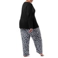 thumbnail image 4 of Fruit of the Loom Women's Beyond Soft Long Sleeve Top & Fleece Bottom Pajama Set, Sizes S-4X, 4 of 13