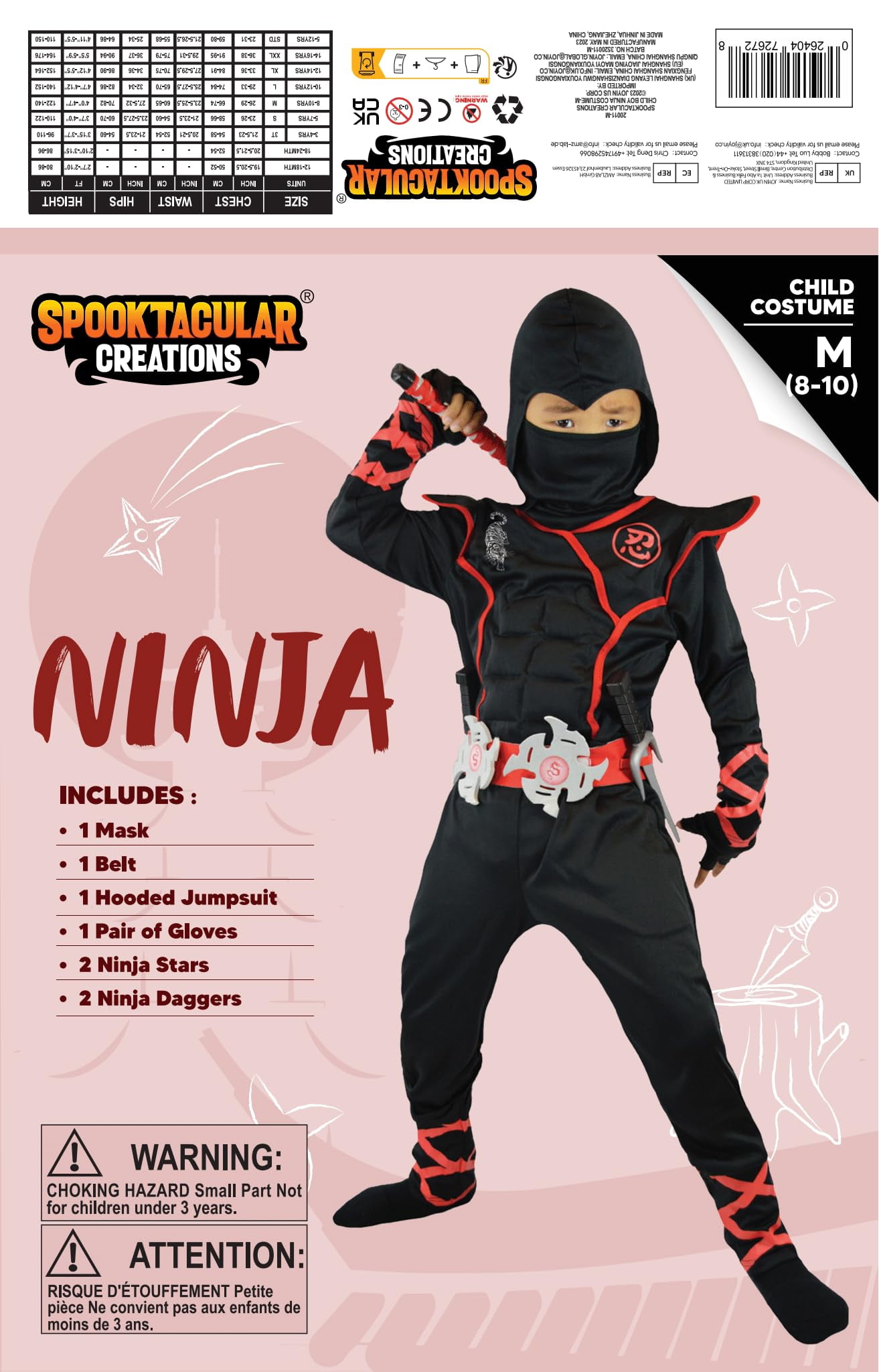 Spooktacular Creations Ninja Costume for Boys Halloween, Kids 