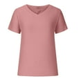 thumbnail image 6 of AherBiu Going out Tops for Women Ribbed V Neck Short Sleeve Slim Stretchy Comfy Shirts Blouse, 6 of 6