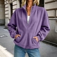 thumbnail image 2 of Jaunzuar Sweatshirt for Women Corduroy Long Sleeve Quarter Zip Pullover Stand Collar Loose Casual Tops with Pockets L, 2 of 6