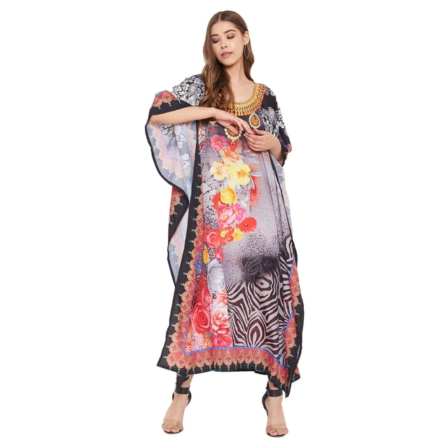 Robe Kaftan Longue Décontractée Ample à Manches Kimono pour Femmes Grande Taille, Tenue de Villégiature, Robe de Soirée, Fête, Été, Plage, Couvre-Maillot
