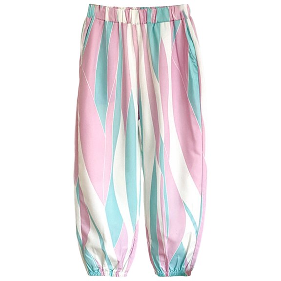 REDARER Girls Printed Balloon Pants, Elastic Waist & Casual Summer Trousers for Daily Wear,4-5 Years