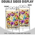 thumbnail image 3 of Welcome Summer Flower Wreath Home Decorative House Flag, Daisy Floral Garden Yard Vintage Butterfly Decor Outside Decorations, Spring Farmhouse Outdoor Large Burlap Flag Double Sided 28 x 40, 3 of 5
