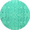 thumbnail image 1 of Ahgly Company Indoor Round Abstract Turquoise Blue Modern Area Rugs, 5' Round, 1 of 4