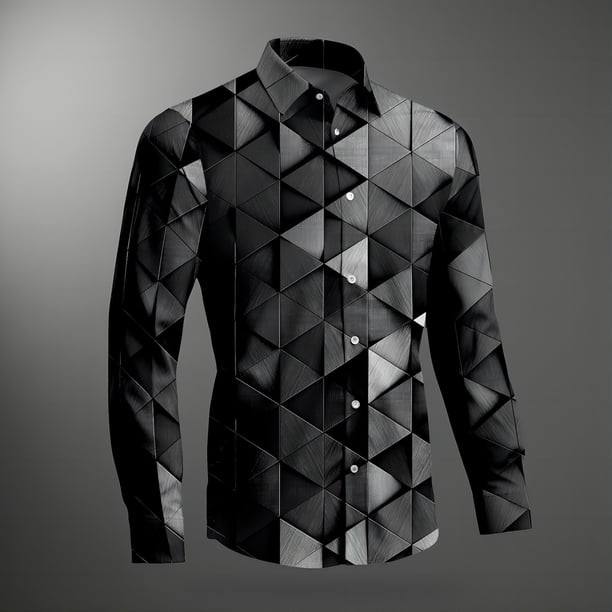 Camisa de manga larga para hombre Camisa informal abstracta novedosa para vacaciones, uso diario, fin de semana, moda informal, otoño e invierno, camisetas de manga larga