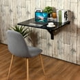 thumbnail image 3 of Gymax Wall-Mounted Drop-Leaf Table Floating Folding Desk Space Saver Black, 3 of 10