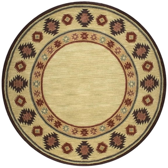 Alora Decor Ryder 8' Round Tribal Tan/Sage/Navy/Burgundy Hand-Tufted Area Rug
