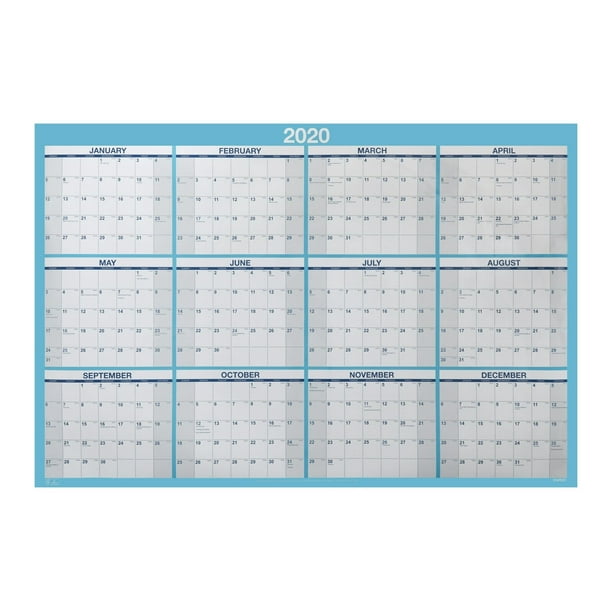 Staples 2020 32" x 48" Wall Calendar Blue (5391020) 24374906 Walmart
