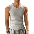 thumbnail image 6 of Mens Ribbed Tank Top Slim Fit Stretch Sleeveless Basic Tee Patchwork Summer Fitness Crew Neck Athletic Undershirts White XL, 6 of 6