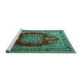 thumbnail image 2 of Ahgly Company Machine Washable Indoor Rectangle Medallion Turquoise Blue Traditional Area Rugs, 3' x 5', 2 of 4