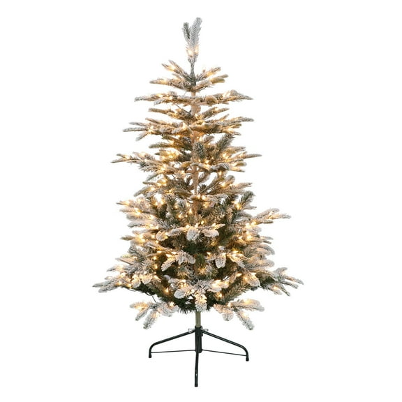 Puleo International Aspen Fir 4.5 ft. Pre-Lit Flocked Artificial Christmas Tree
