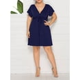 thumbnail image 3 of Women's Plus Size Dresses Summer Sexy Deep V-Neck Short Sleeve Casual Swing Drawstring Waist Midi Dress, 3 of 6